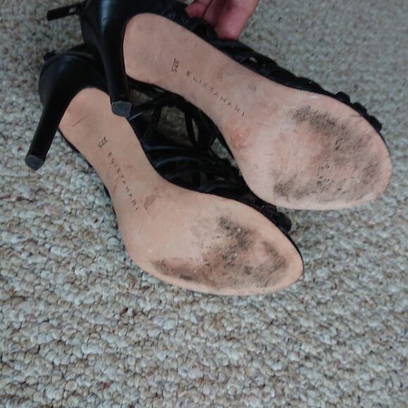 Elie Tahari black Woven leather heels size 37.5 - Picture 15 of 15